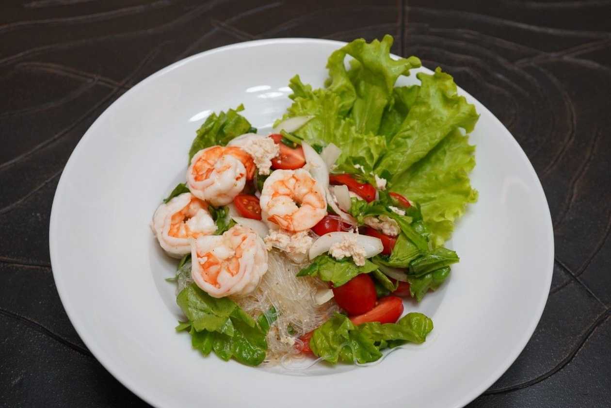 Spicy Glass Noodle Salad with Shrimp and Chicken