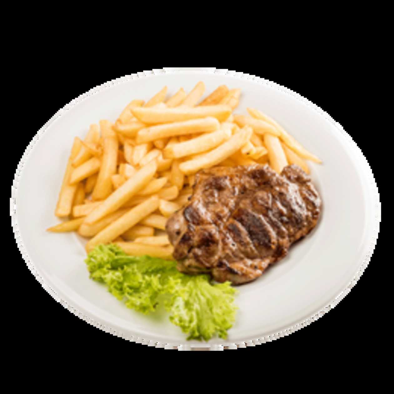 Ceafa de porc cu cartofi prăjiți si salată