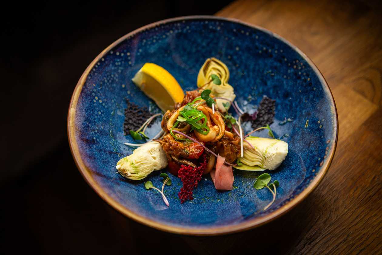 Warm squid salad