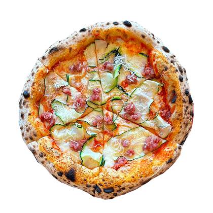 Pizza la salsiccia con zucchini
