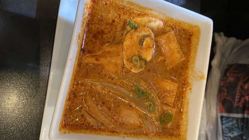 Tom yum soup tofu