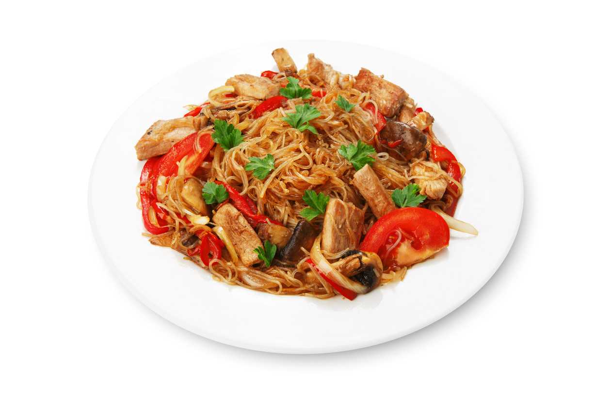 Roasted rice noodles with shrimp