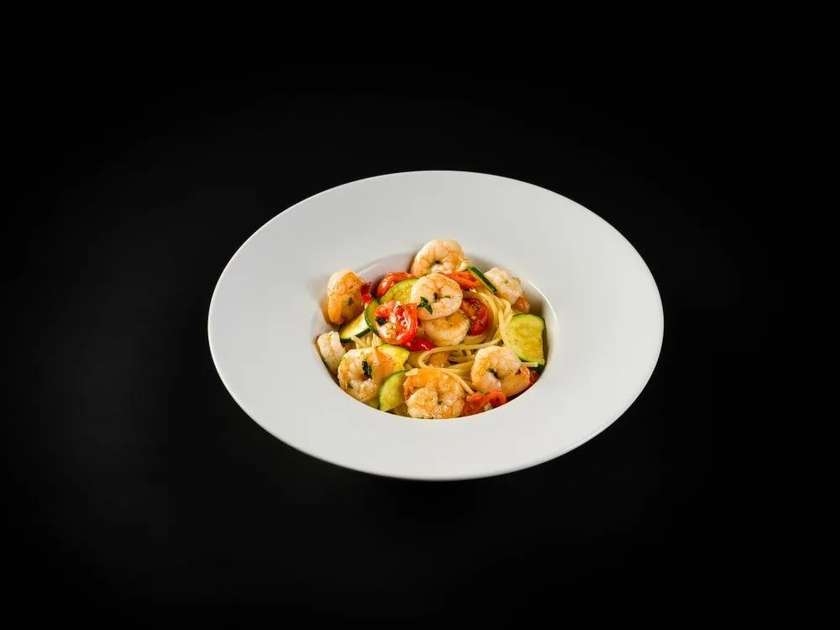 Spaghetti with shrimps