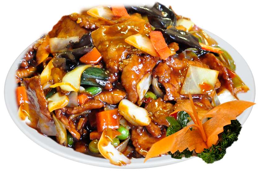 Teriyaki beef with red onion