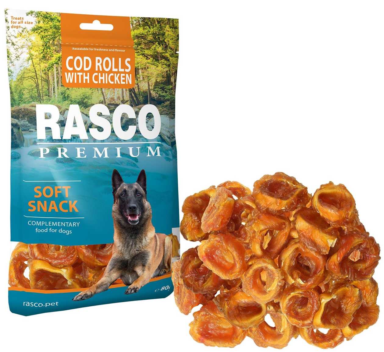 Dog Treat – Rasco Premium Cod Rolls With Chicken, 80 g