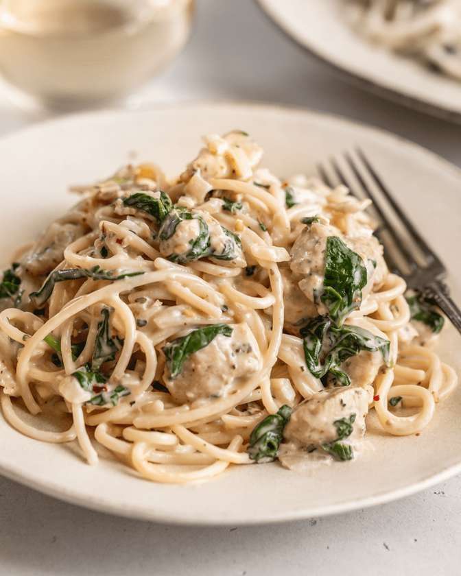 Spinach and Chicken Spaghetti