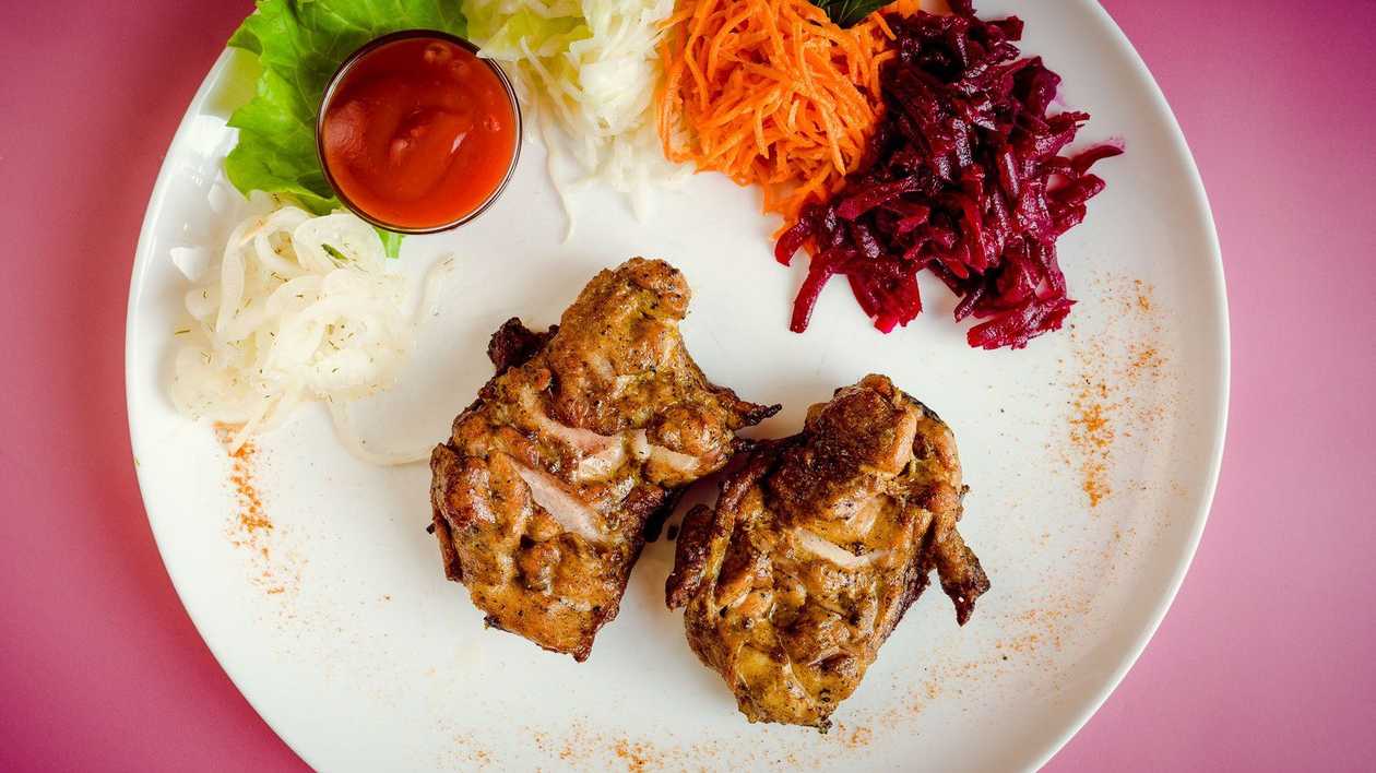 Grilled chicken shashlik