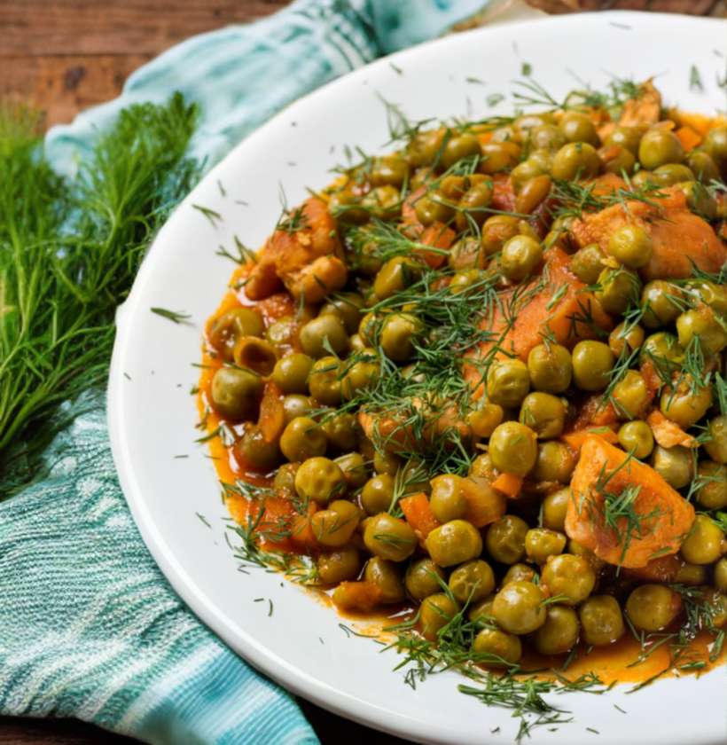 Peas with chicken breast