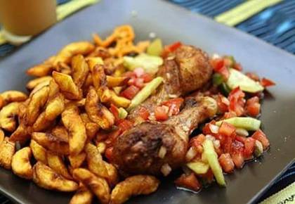 FRIED PLANTAIN with Grilled Chicken