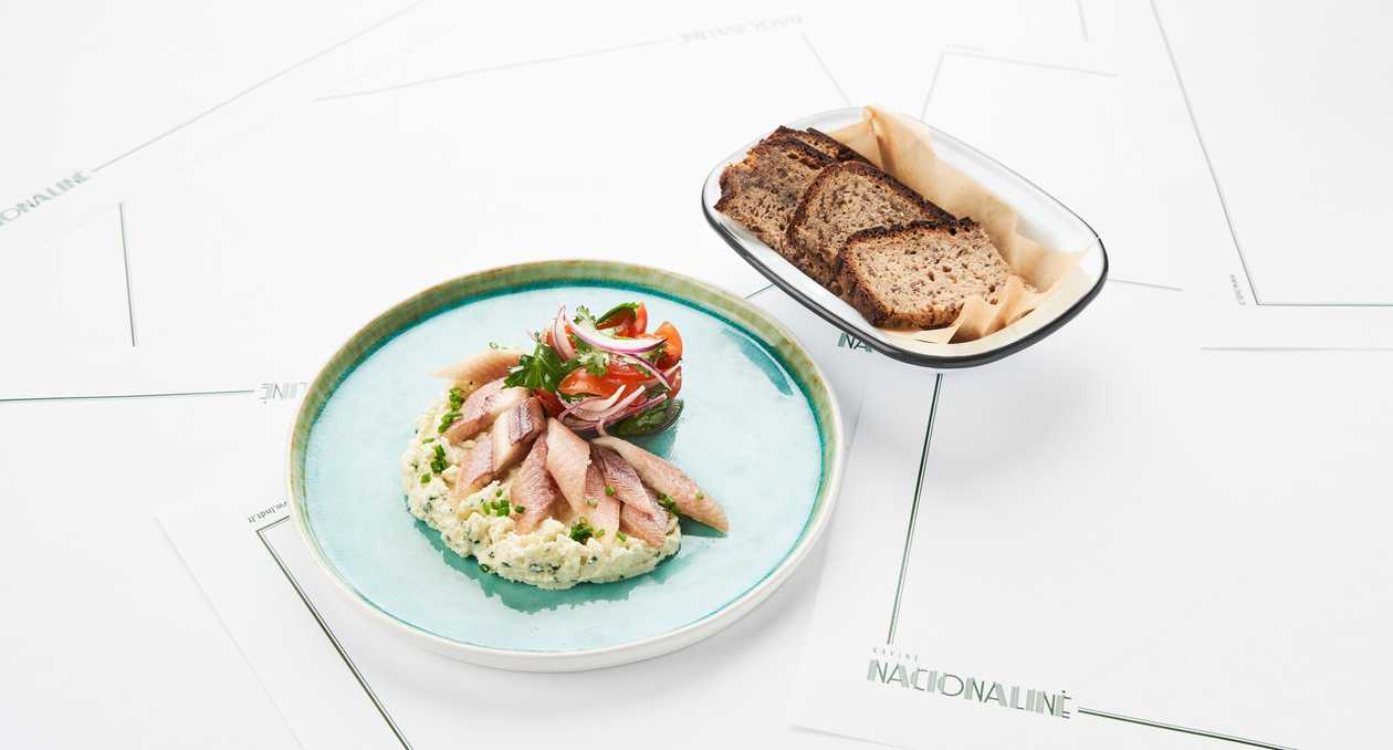 Smoked Lithuanian eel with cherry tomato salad