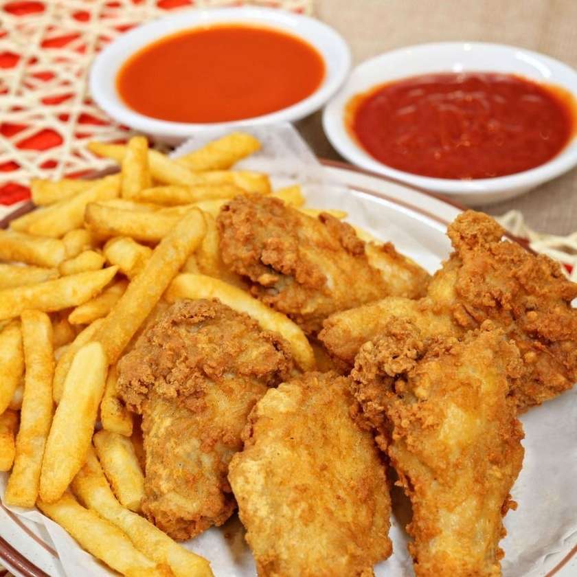 Chicken Wings and fries