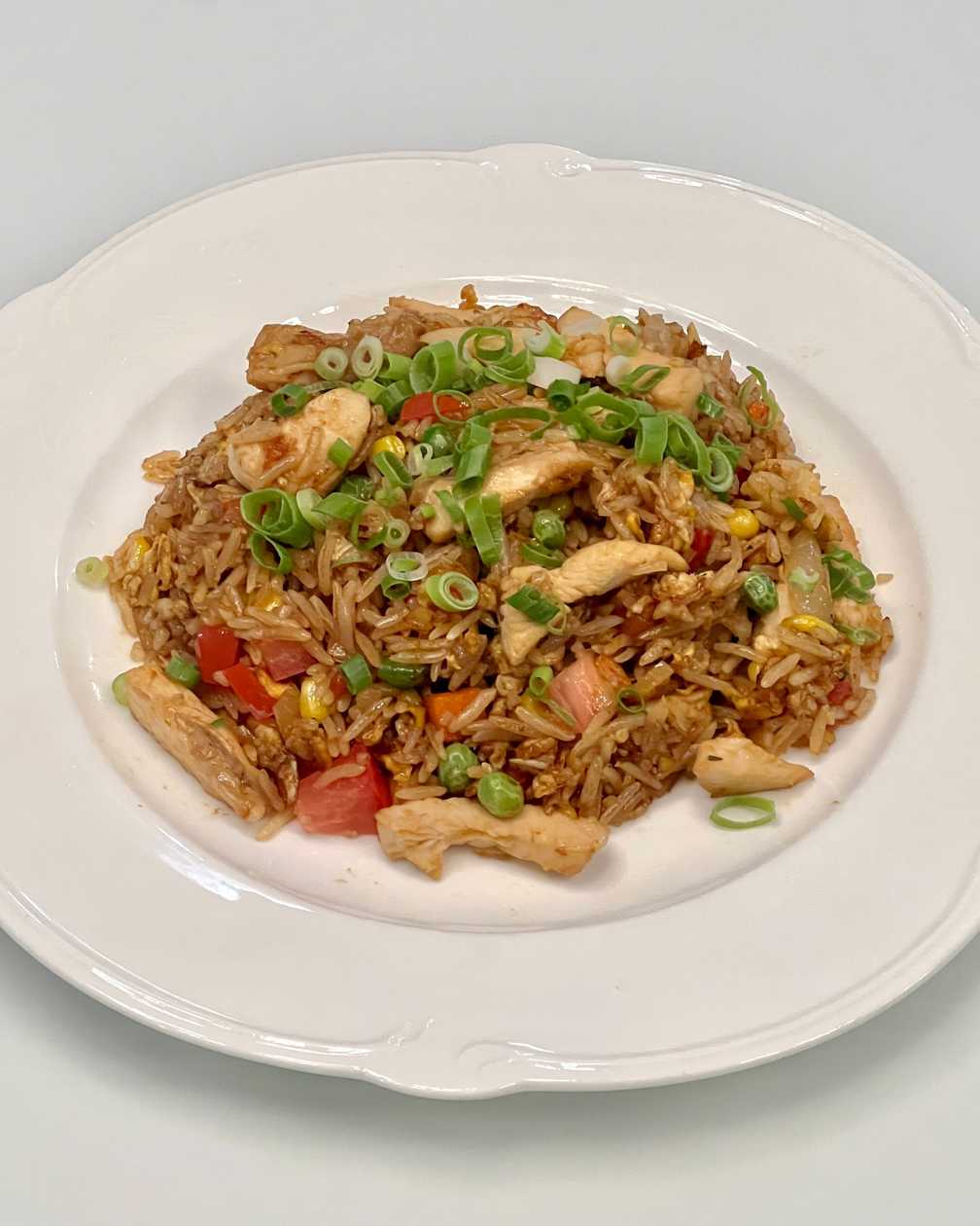 Рис з куркою, овочами і устричним соусом