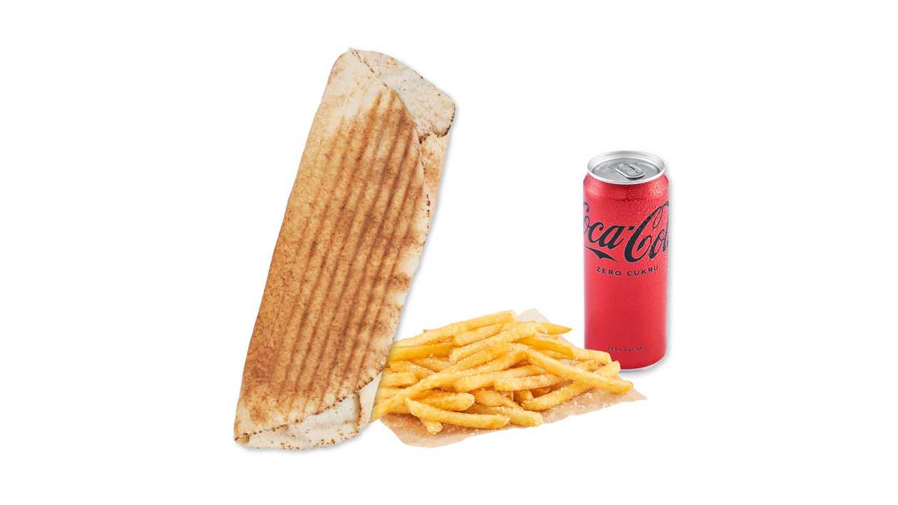 Rollo Kebab (Małe), Frytki, Coca-Cola 0,33l