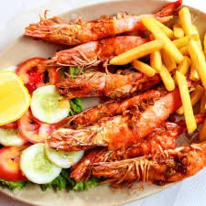 Prawns Pili Pili with Chips