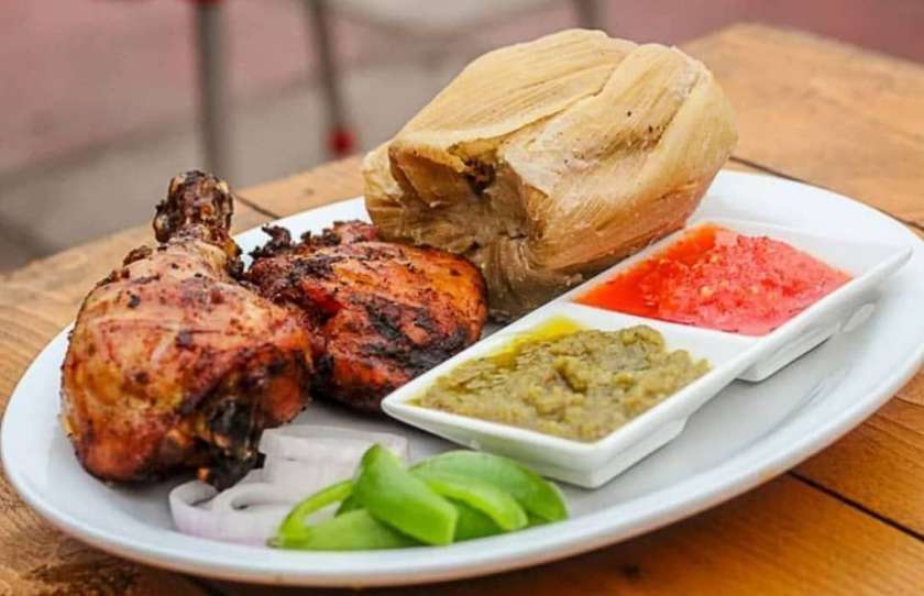CHICKEN  FULL THIGH GRILLED + 2 BALLS KENKEY
