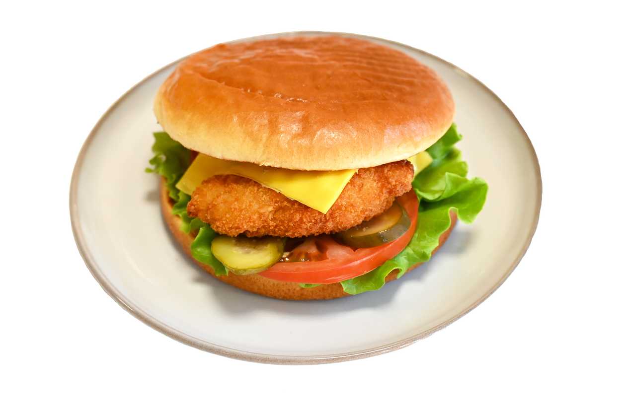 Burger with a side of bacon