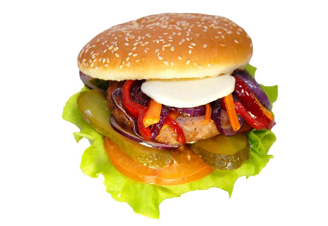 Burger with two cheese flavours and bacon