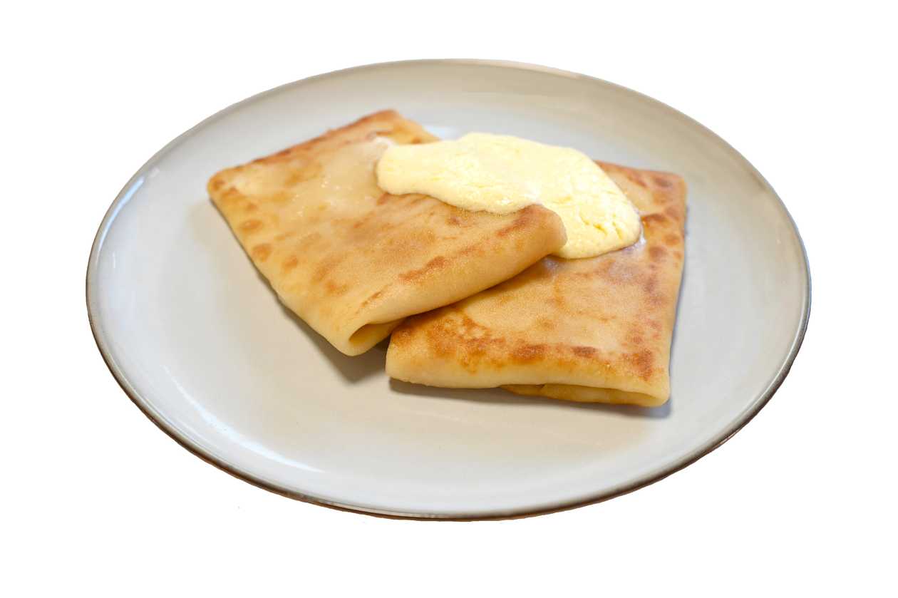 Pancakes with ham and cheese