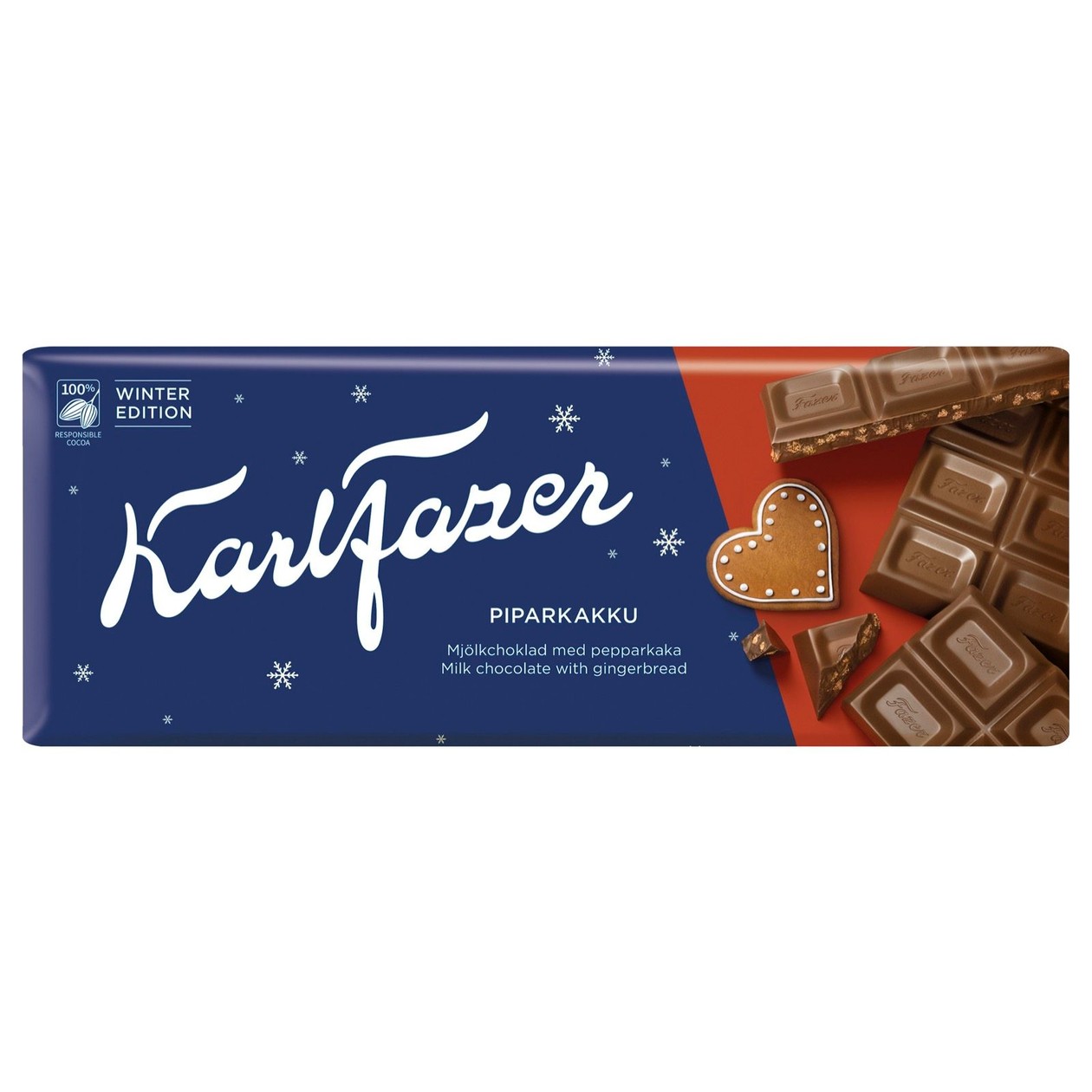 Karl Fazer, Winter Edition Milk Chocolate With Gingerbread Pieces, 200g