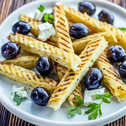 Olives with feta and homemade pastry