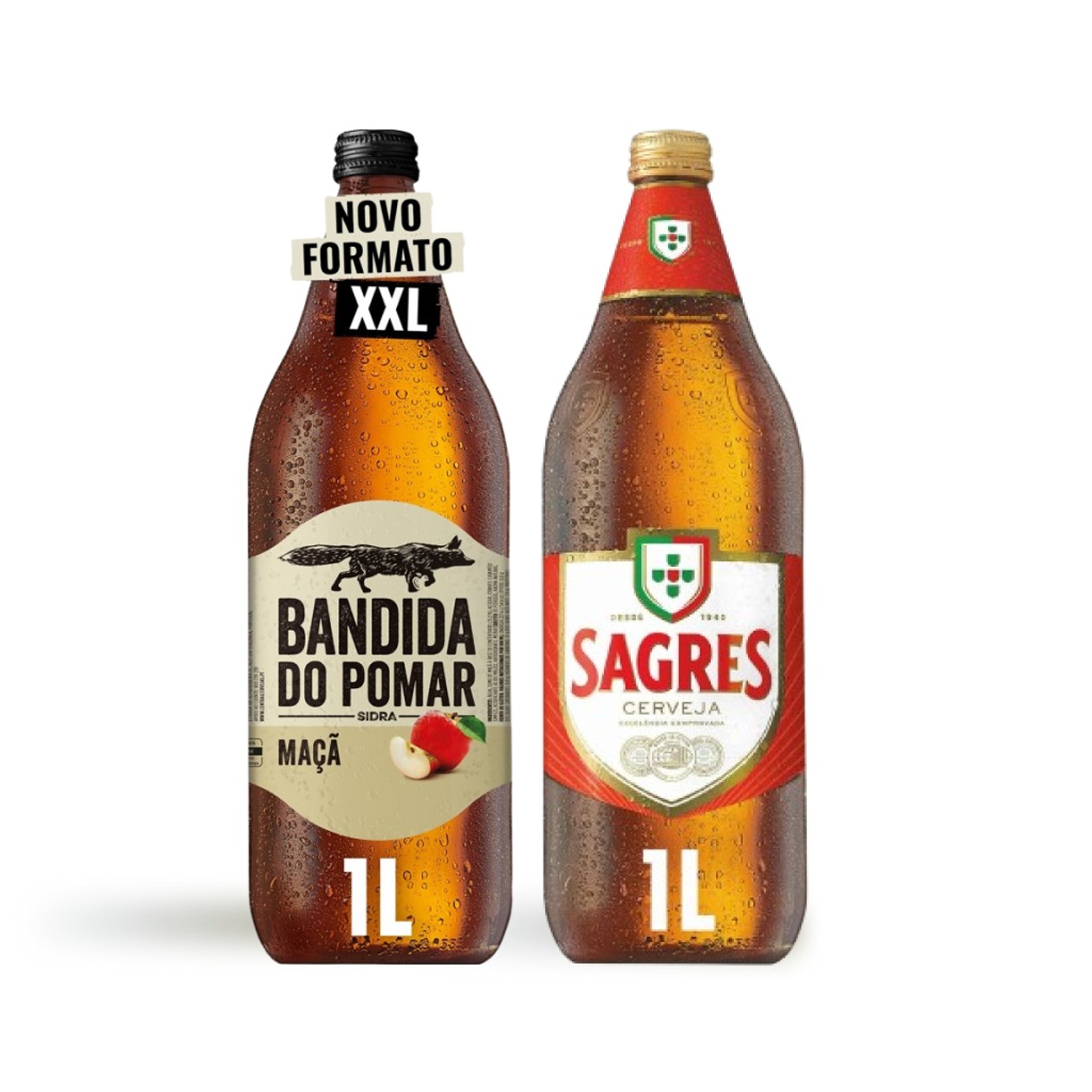 Pack Cerveja Sagres 1 lt + Sidra Maça Bandida Do Pomar Garrafa 1 lt