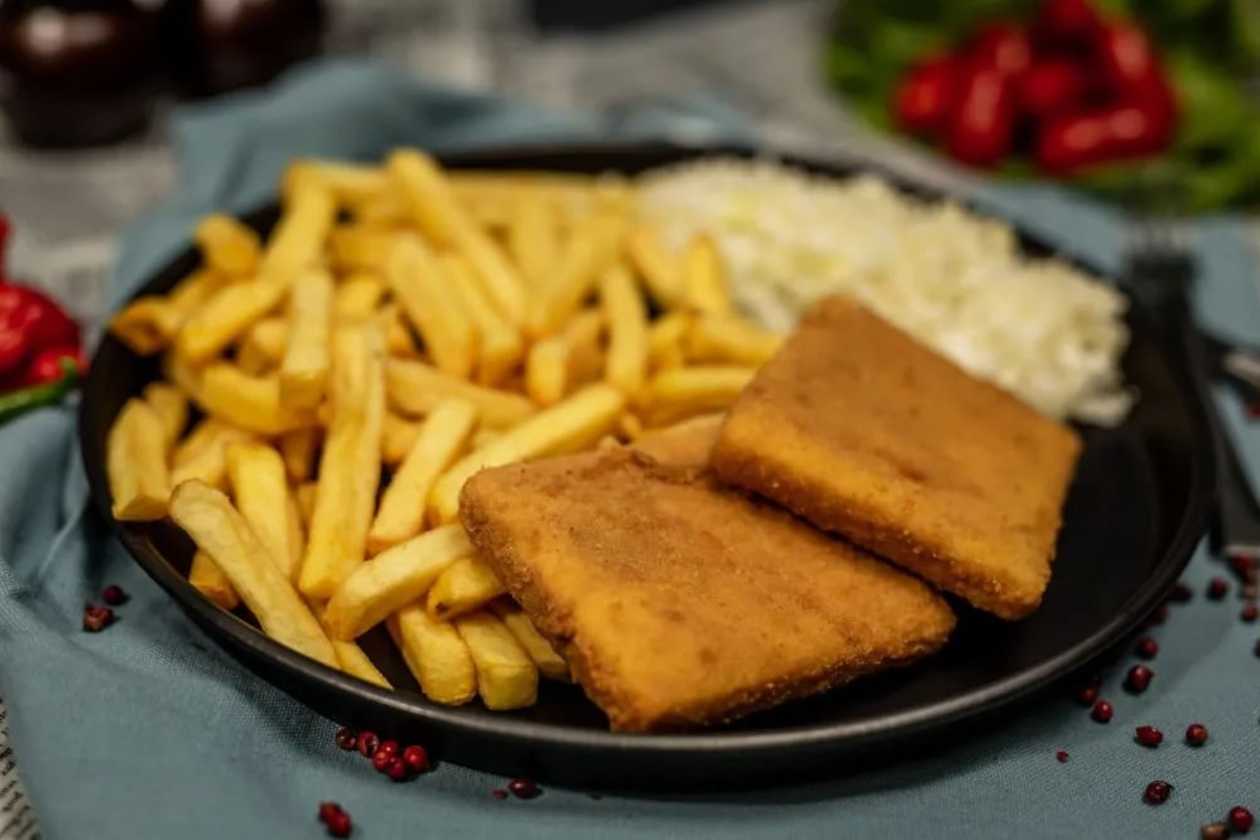 Breaded Cheese with French Fries and Salad