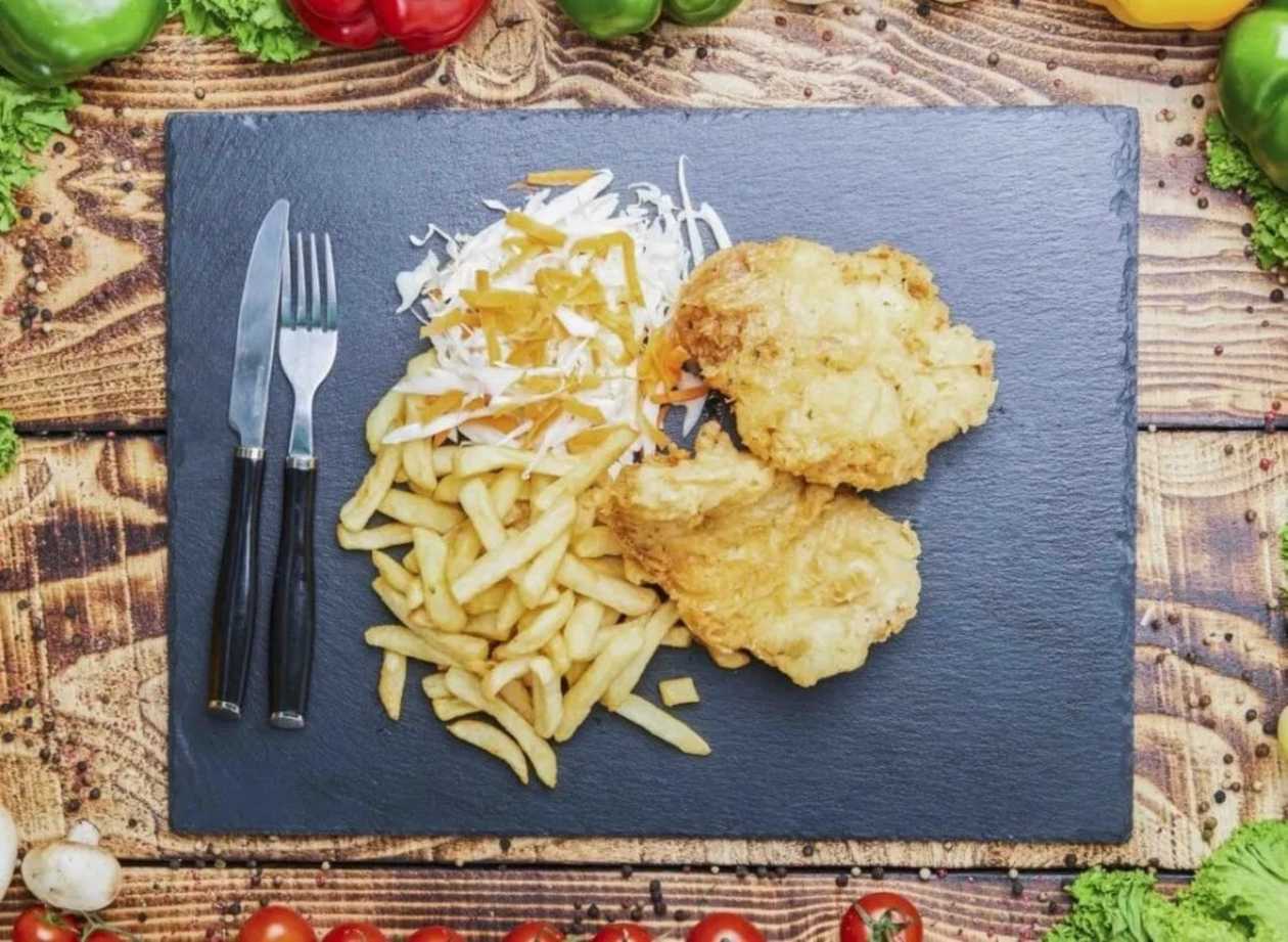 Parisian Pork Schnitzel with French Fries and Salad