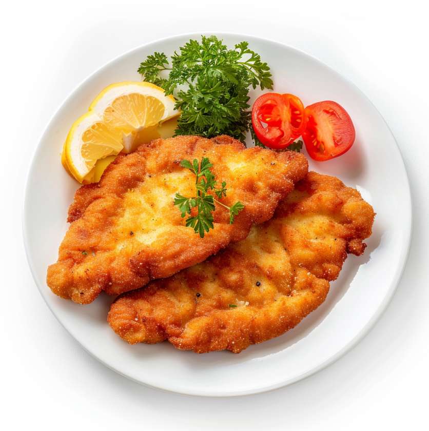 Smažený řízek z kuřecích prsíček s citrónem