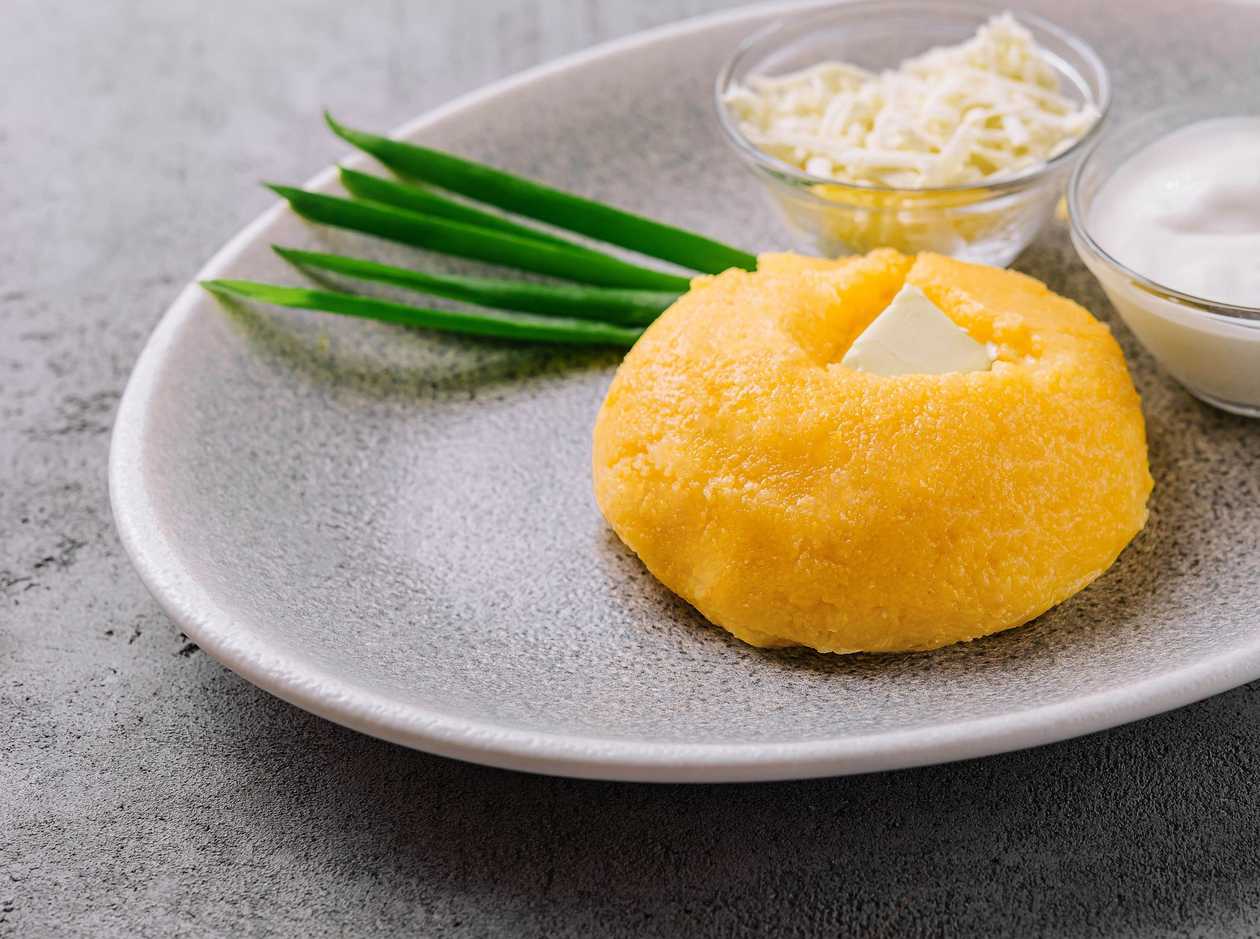 Polenta with Below Cheese and Sour Cream