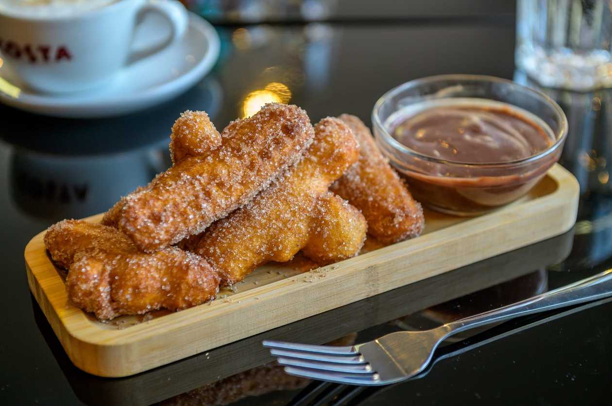 Chocolate sauce churros