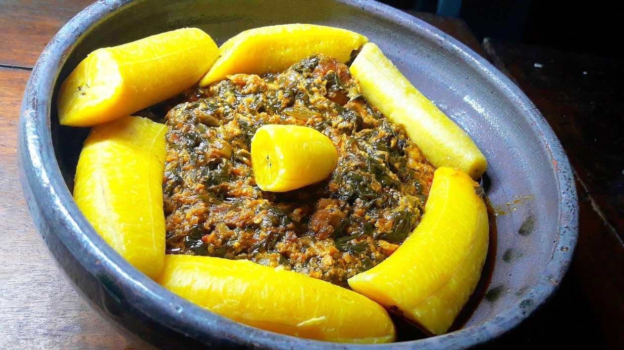 Plantain with Palava Sauce