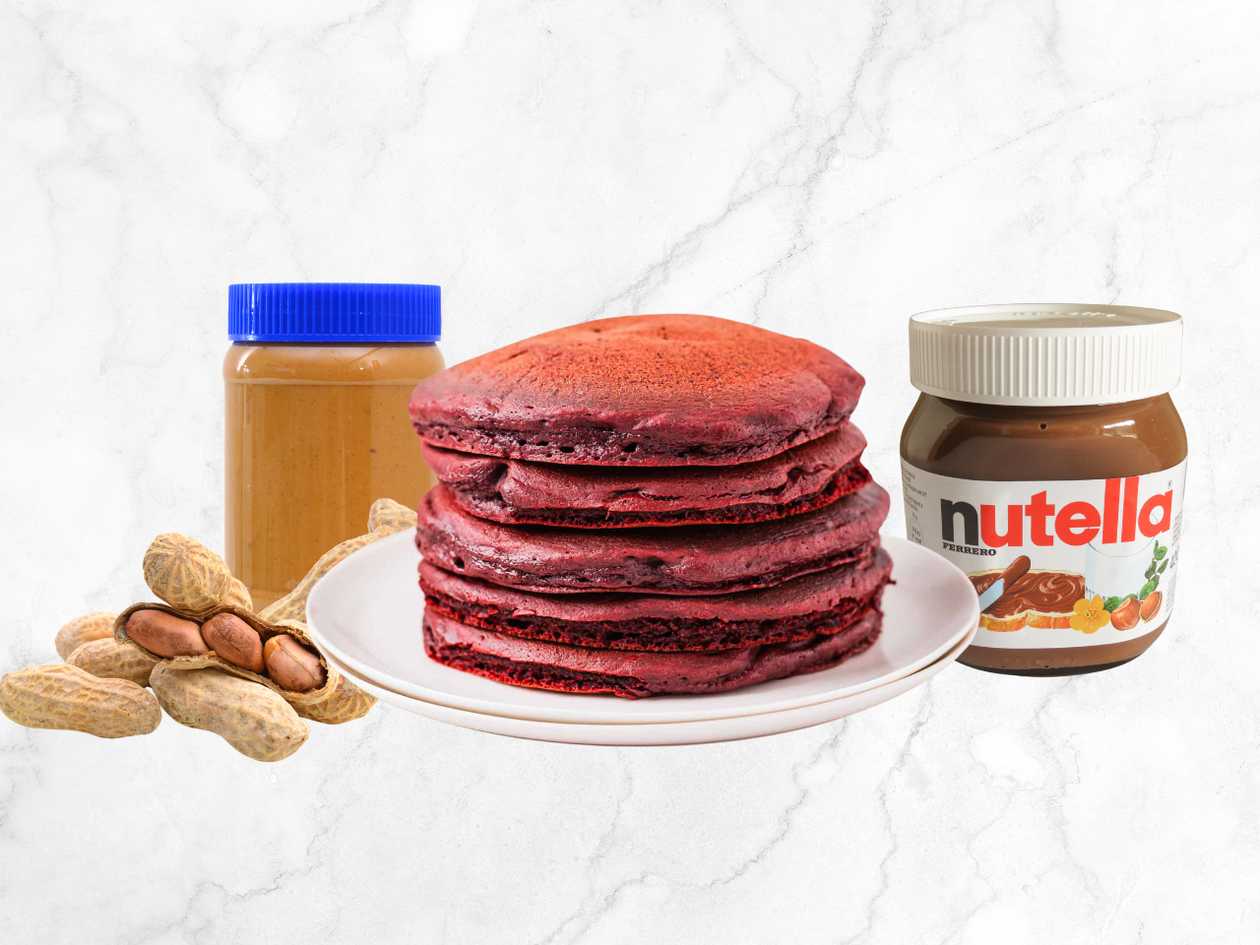 Red Velvet Pancakes w/ Peanut Butter & Nutella