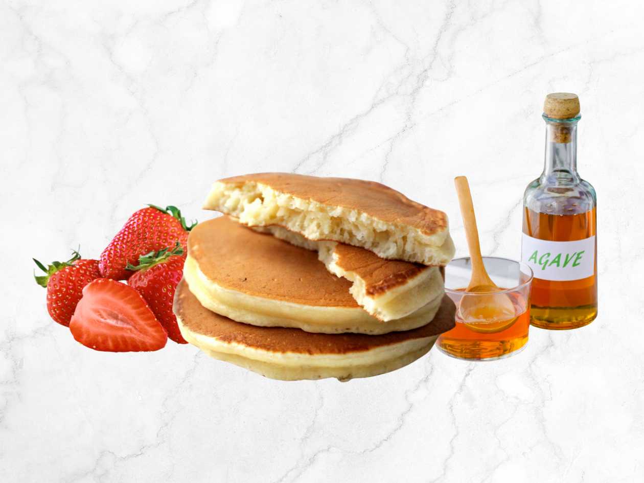 American Pancakes W/ Strawberries & Agave Syrup