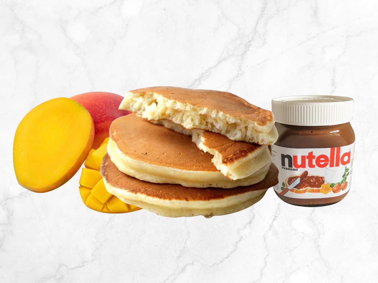 American Pancakes W/ Mango & Nutella