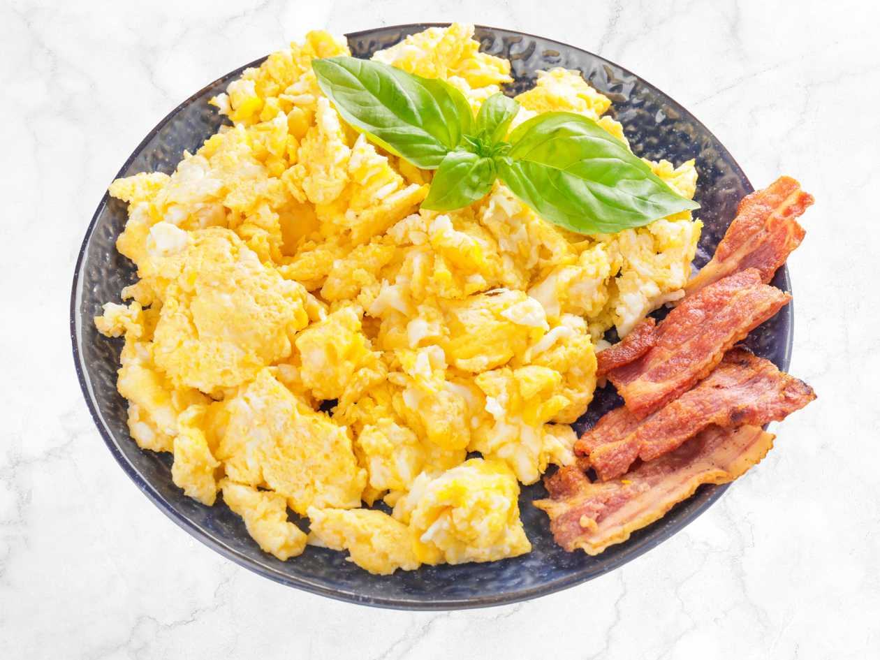 Scrambled Eggs, Bacon & Toast