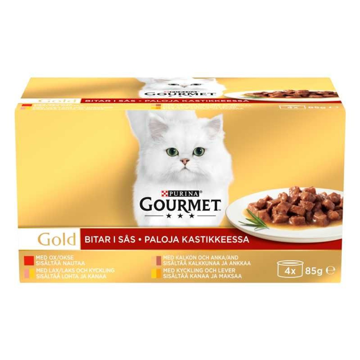 Ėdalas katėms GOURMET GOLD mėsos gabaliukai savo sultyse, 4x85g