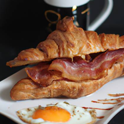 Coffee, croissant, brownie and fresh orange juice