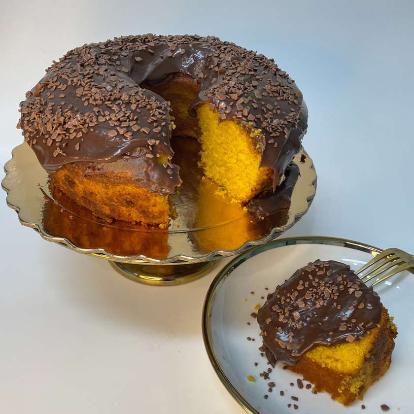 Bolo de Cenoura com Cobertura de Brigadeiro - Fatia