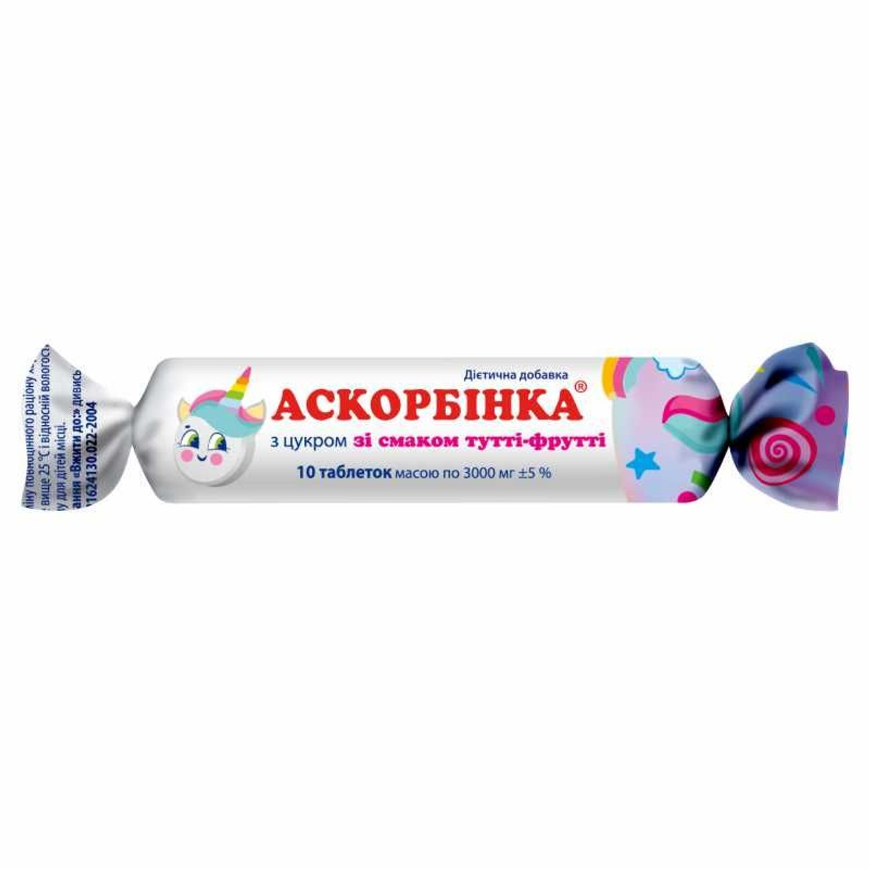 Maisto papildas ASKORBINKA su cukrumi tutti-frutti skonio, N10