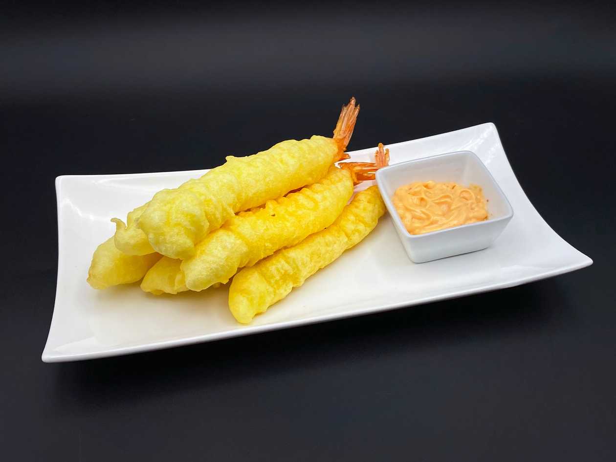 Shrimp in tempura with spicy sauce 6pcs