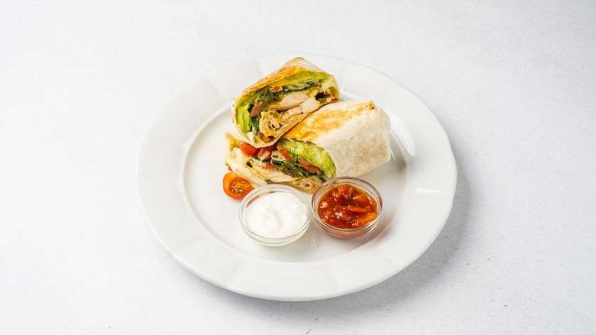 Baked Tortilla Filled with Grilled Chicken Breast