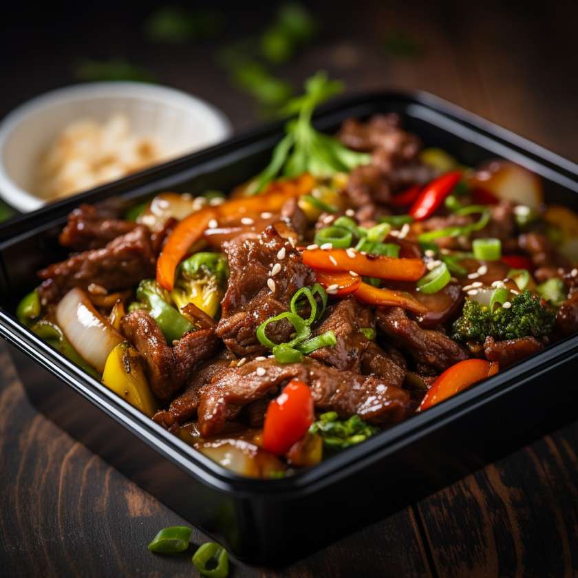 Beef tenderloin with stir-fried vegetables