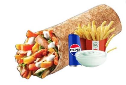 Shaorma mare vitel si curcan + cartofi + racoritoare + sos Deep