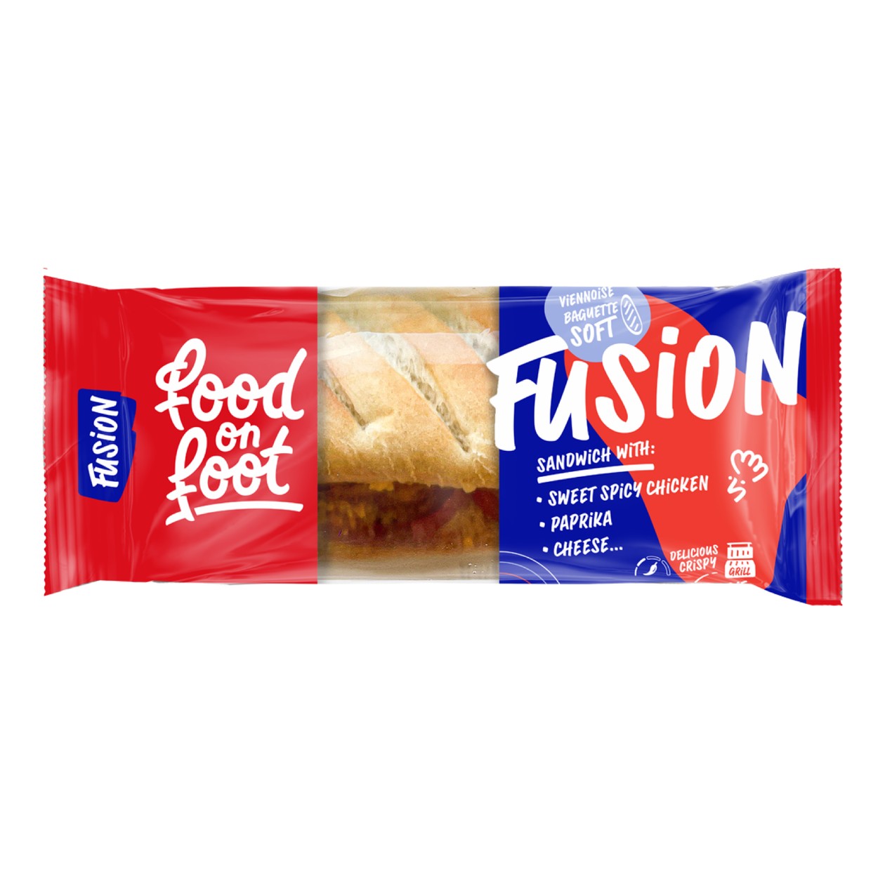Mantinga, Fusion Sandwich with Sweet-Spicy Chicken, Bell Pepper, and Cheese, 215g (expires soon)