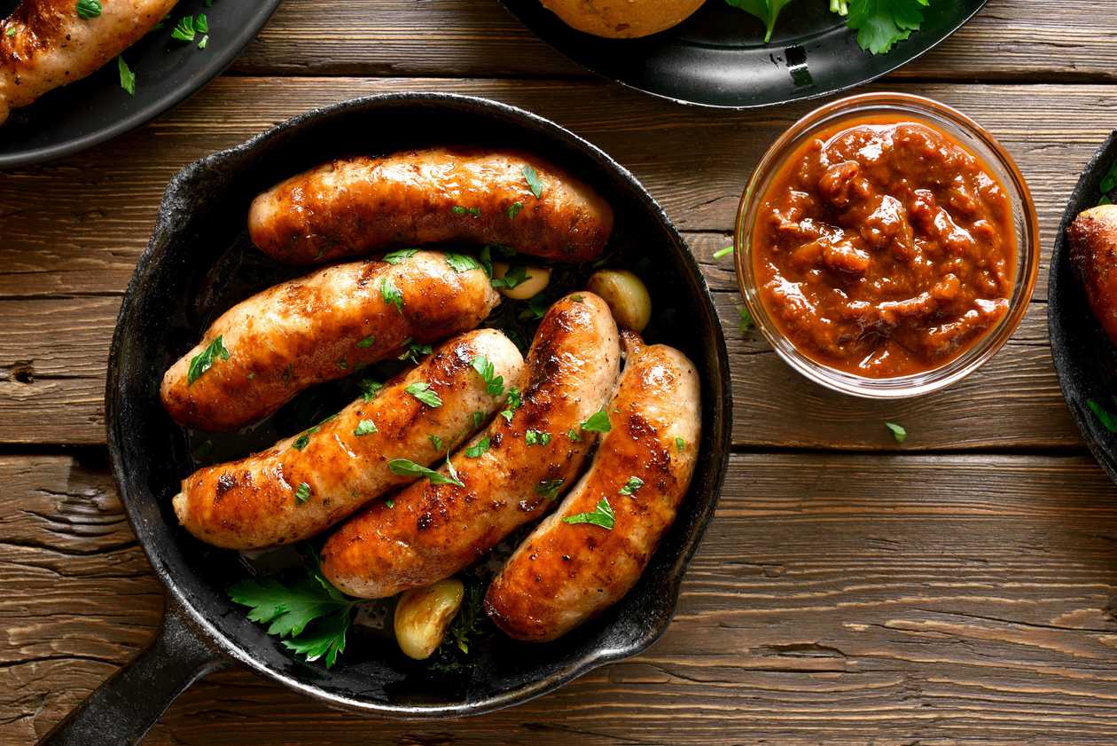 Fresh grilled sausages