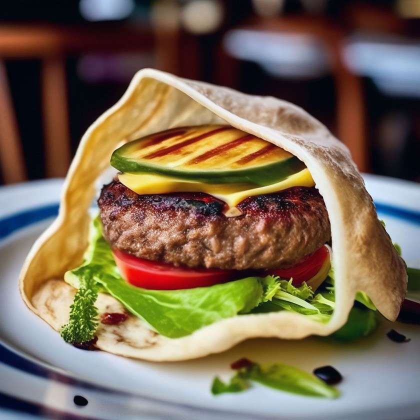 Jautienos burgeris lavaše + sriuba