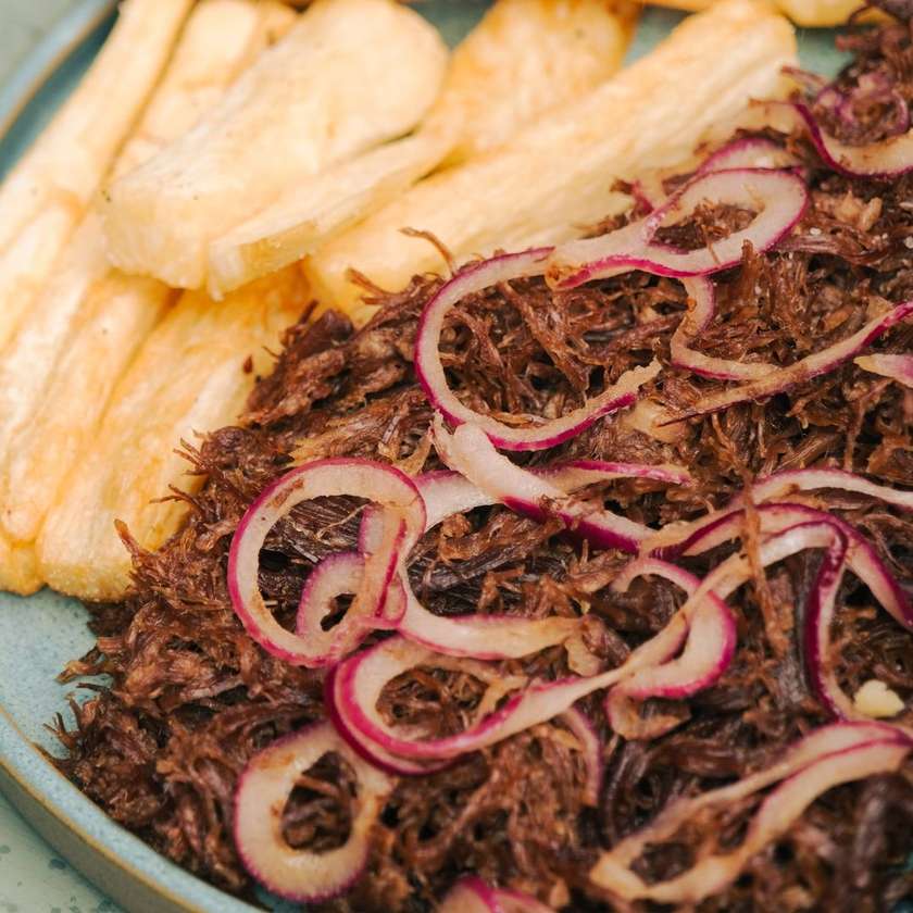 Sun-Dried Beef with Fried Cassava