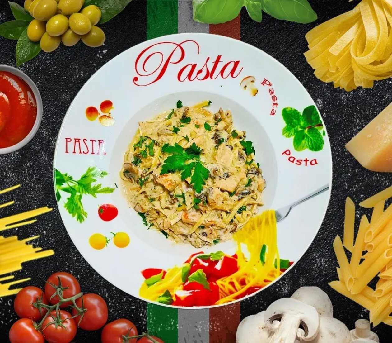 Linguini Alfredo - Pollo e Funghi ai Vino