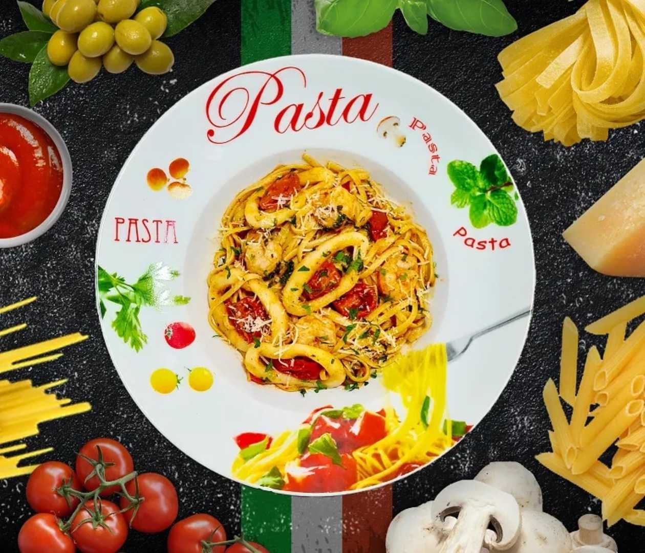 Linguini of Frutti di Mare in Cocktail Sauce