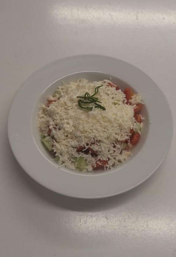 Vegetable Salad with Balkan Cheese, Dressing